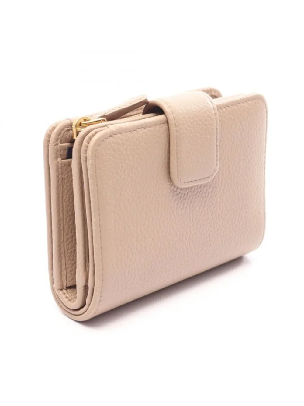 Prada Bifold Wallet Beige Leather L